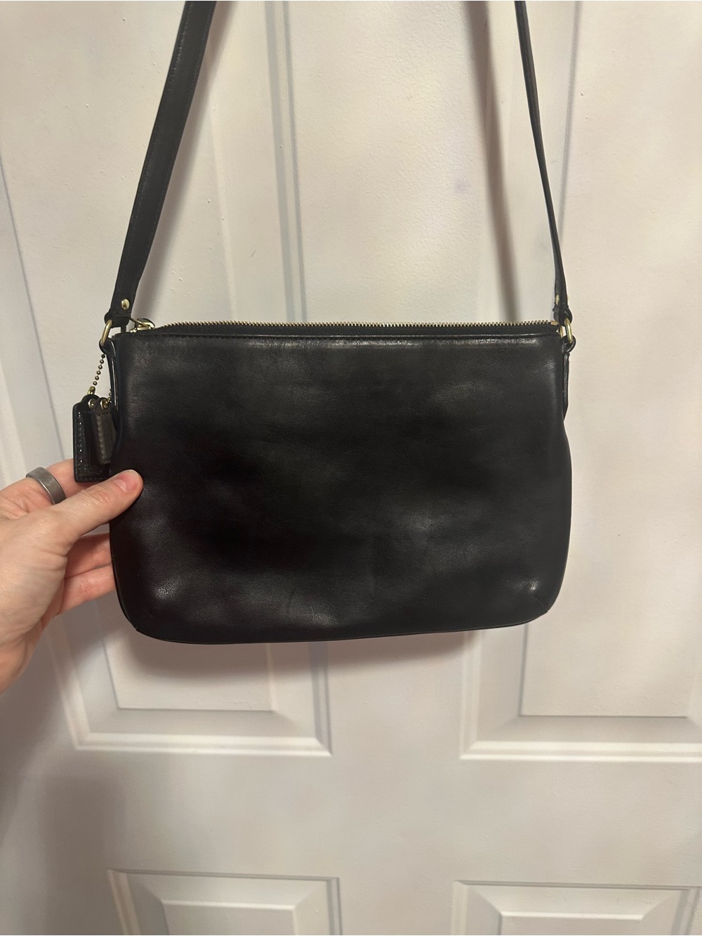 Coach Black Patent and Smooth Leather Tag Keychain - Picture 4 of 8